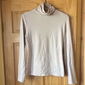 Cream Turtleneck Long Sleeve Top